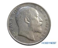 Edward VII King & Emperor One Rupee Silver Coin