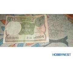 India one rupee note