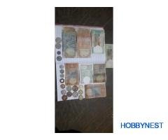 old coins and note